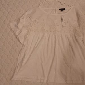 J Crew White Top Size L (100% Cotton)